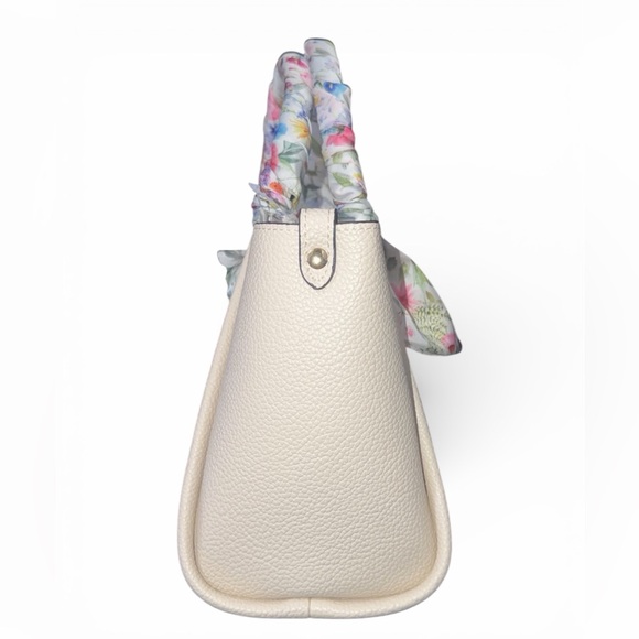 BCBGeneration Top Handle Mini Bucket Crossbody with Multi Colored Floral Scarf - Picture 3 of 8